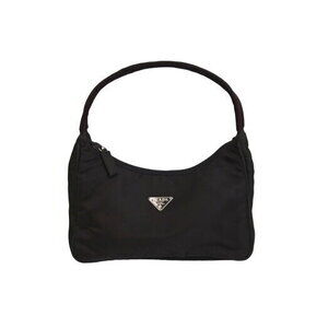 Prada Hobo One Shoulder Handbag Triangle Logo Brown Nylon